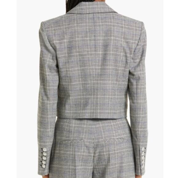 Veronica Beard Fabiola Jacket In Heather Grey / Blue Multi 10 Plaid Crop Blazer - Picture 10 of 16